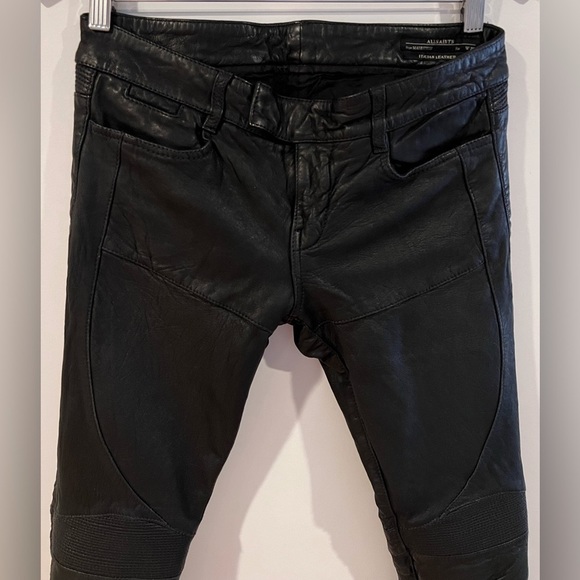 ALLSAINTS Black Italian Leather Biker Moto Pants - Picture 3 of 12
